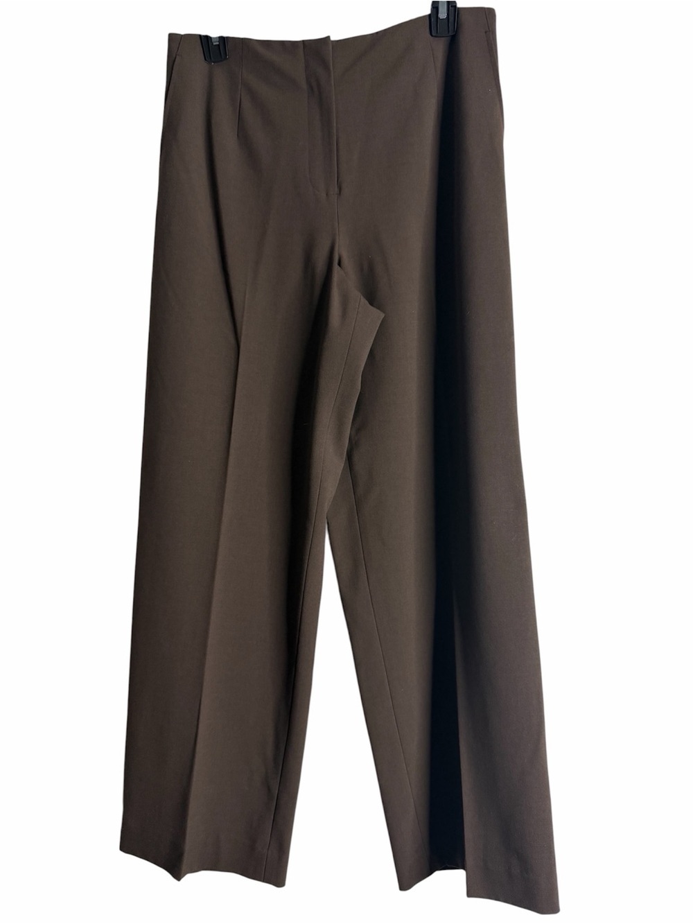 Talbots Brown Flat-Front Trousers | Size 10 Petite | Minimalist Wide-Leg Style